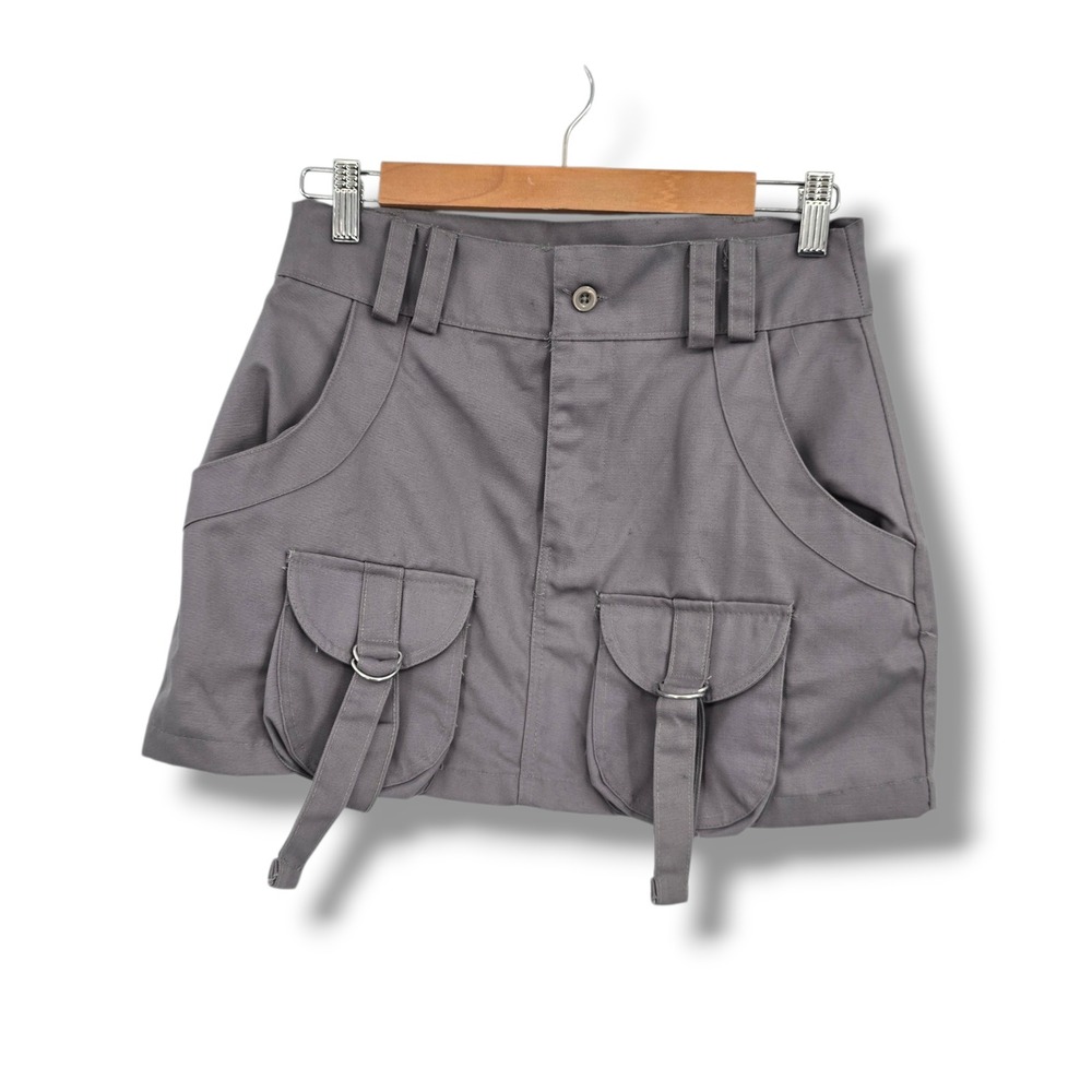 New PrettyLittleThing Cargo Pocket Detail Micro Mini Skirt‎ Charcoal Grey US 6